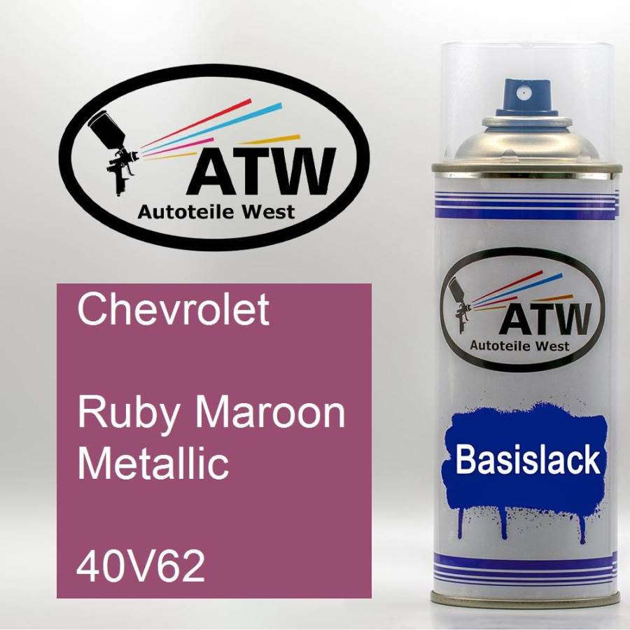 Chevrolet, Ruby Maroon Metallic, 40V62: 400ml Sprühdose, von ATW Autoteile West.